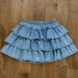 Hanna Andersson tiered denim skort with layered ruffles. Size 5